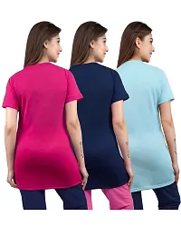 Elegant Multicoloured Cotton Printed T-Shirt for Women Pack of 3-thumb1