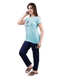 AMAHA Cotton Nightsuit Set for Women (Large, Aqua Blue)-thumb2