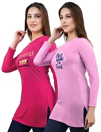 AMAHA Full Sleeve Long Tshirt for Women (XXX-Large, Dark Pink-Light Pink)-thumb2