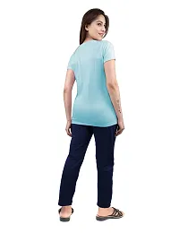 AMAHA Cotton Nightsuit Set for Women (X-Large, Aqua Blue)-thumb1