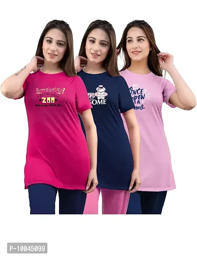 Women's T Shirt (LONG TSHIRT COMBO OF 3_Assorted_M)-thumb0