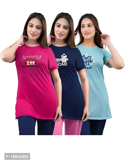 Women's T Shirt (LONG TSHIRT COMBO OF 3_Assorted_3XL)