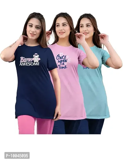 Women's T Shirt (LONG TSHIRT COMBO OF 3_Assorted_XL)