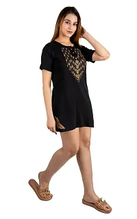 Elegant Black Cotton Printed Tshirt For Women-thumb4