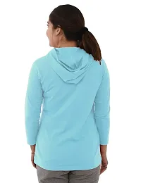 Amaha Hoodie Tshirt for Women (Large, Aqua Blue)-thumb1