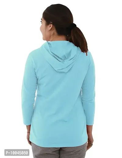 Amaha Hoodie Tshirt for Women (Large, Aqua Blue)-thumb2