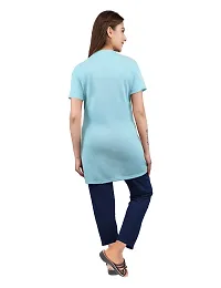 AMAHA Women's Cotton Solid Pyjama Set Pack Of 2 (URBE Night Suit Women_Blue_L)-thumb1