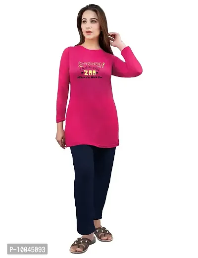 AMAHA Full Sleeve Night Suit for Women (Medium, Dark Pink)