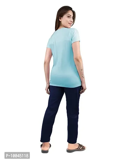 AMAHA Cotton Nightsuit Set for Women (Large, Aqua Blue)-thumb2