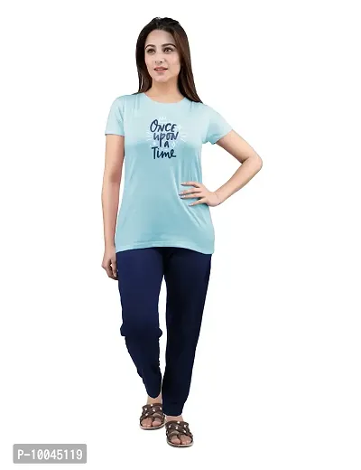 AMAHA Cotton Nightsuit Set for Women (X-Large, Aqua Blue)