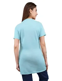 Amaha Printed Long Tshirt for Women (X-Large, Aqua Blue)-thumb1