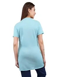 Amaha Printed Long Tshirt for Women (X-Large, Aqua Blue)-thumb2