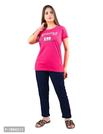 AMAHA Cotton Nightsuit Set for Women (Medium, Dark Pink)-thumb3