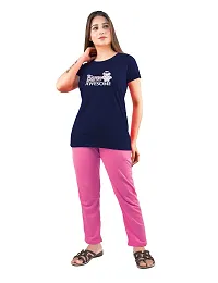 AMAHA Cotton Nightsuit Set for Women (Medium, Navy Blue)-thumb2