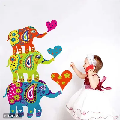 Multicoloured Cartoon Elephants Love Wall Sticker Vinyl Wall Stickers-thumb0