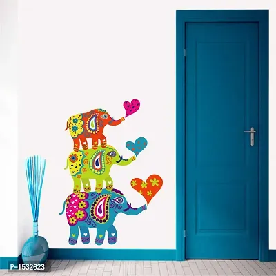 Multicoloured Cartoon Elephants Love Wall Sticker Vinyl Wall Stickers-thumb2