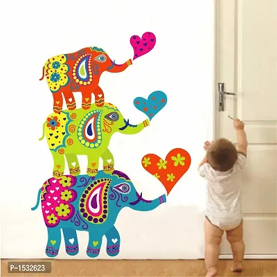 Multicoloured Cartoon Elephants Love Wall Sticker Vinyl Wall Stickers-thumb3
