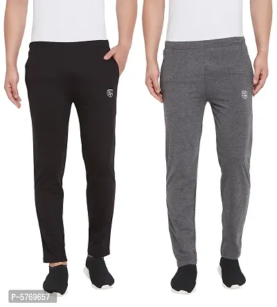 Men's Comfort fit Cotton Trackpants with Twin Side Zipper Pockets (Pack of 2) for Running, Yoga, Gym Workout, Regular Wear-thumb0