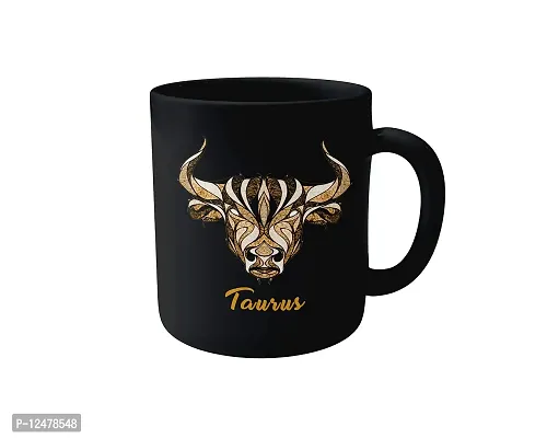 Morons [Glossy] 'Taurus' Black Coffee Mug | Limited Edition Zodiac Black Color Mug | 330ml, Pack of 1