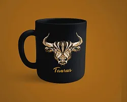 Morons [Glossy] 'Taurus' Black Coffee Mug | Limited Edition Zodiac Black Color Mug | 330ml, Pack of 1-thumb2