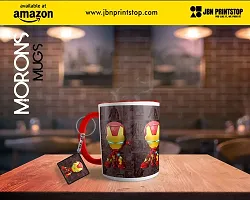 Morons Kid Iron Man Three Tone Red Coffee Mug with Keychain | Marvel Merchandise Red Color Mug and Key Chain Gift Set for Friends | 330 ml, Red; Pack of 2-thumb1