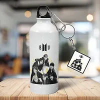 Morons Originals Printed BTS Army Universe With Keychain - Kpop Music Band - Bangton Boys Creative Theme Fan Art - 600ml, White, [1 Bottle & 1 Keychain]-thumb2