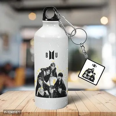 Morons Originals Printed BTS Army Universe With Keychain - Kpop Music Band - Bangton Boys Creative Theme Fan Art - 600ml, White, [1 Bottle & 1 Keychain]-thumb3