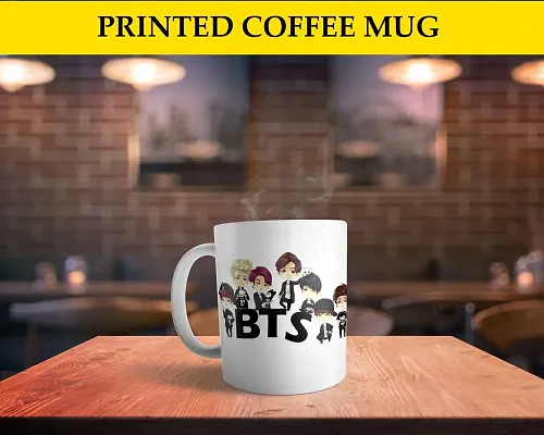 Printed BTS White Ceramic Coffee Mug