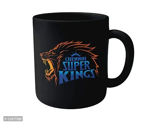 Morons Premium Ceramic Dhoni IPL CSK Chennai Super Kings Coffee Mug, 350ml, 11oz, Black