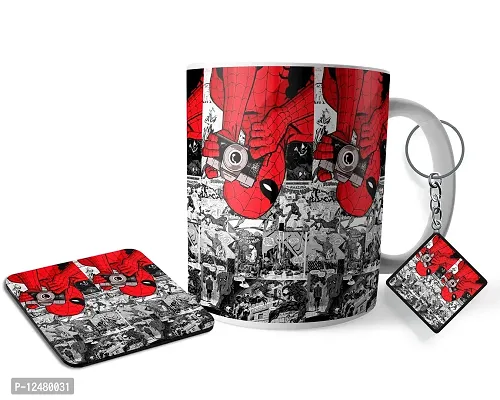 Buy Morons Printed Spiderman Click Coffee Mug with Coaster