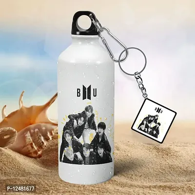 Morons Originals Printed BTS Army Universe With Keychain - Kpop Music Band - Bangton Boys Creative Theme Fan Art - 600ml, White, [1 Bottle & 1 Keychain]-thumb2