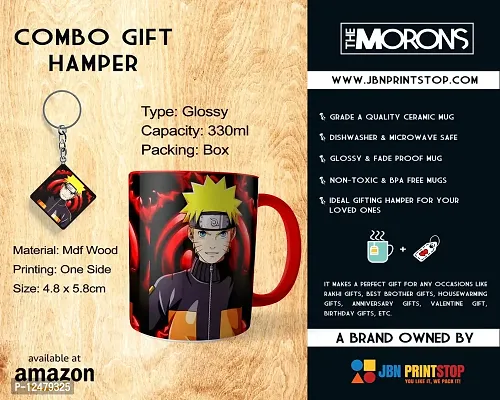 MORONS (A Brand Owned by JBN Printstop) Anime Comic Naruto Three Tone Red Coffee Mug with Keychain -- Naruto Red Color Mug -- Gift Set for Friends (330 ml, Red; Pack of 2, Ceramic)-thumb3