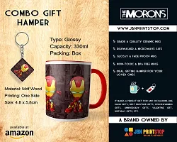 Morons Kid Iron Man Three Tone Red Coffee Mug with Keychain | Marvel Merchandise Red Color Mug and Key Chain Gift Set for Friends | 330 ml, Red; Pack of 2-thumb2