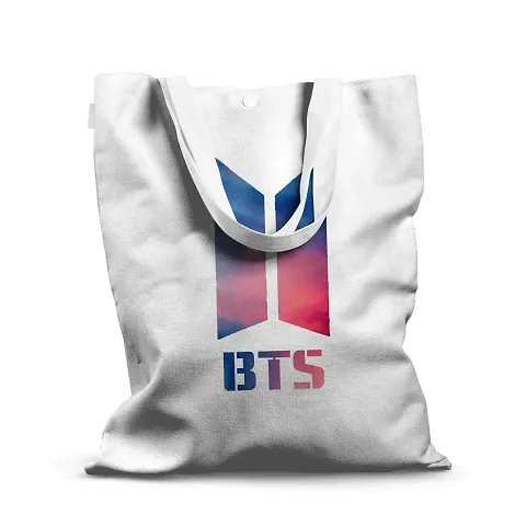 Morons BTS Merchandise Tote Bag | K-Pop Multipurpose Sturdy Shopping Canvas Bag For Women | Eco-Friendly, Reusable, Washable (14 x 16 inch); Pure White; Pack of 1