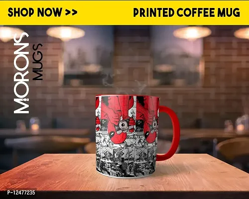 Morons Printed Spiderman Click Photo -- Avengers Merchandise Coffee Mug for Marvel Fans  Kids - 330ml, Three Tone Red, Pack of 1-thumb2