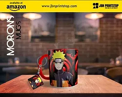 MORONS (A Brand Owned by JBN Printstop) Anime Comic Naruto Three Tone Red Coffee Mug with Keychain -- Naruto Red Color Mug -- Gift Set for Friends (330 ml, Red; Pack of 2, Ceramic)-thumb1