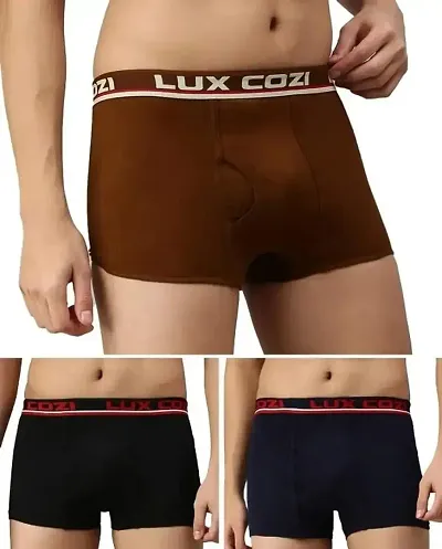 Lux Cozi Bigshot Men's Cotton Semi Long Trunk (Pack of 3)