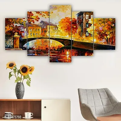 Set of Five Nture Scenery Framed Wall Painting for Home Decoration , Paintings for Living room , Bedroom , Big Size 3D Scenery  ( 75 X 43 CM)-thumb4