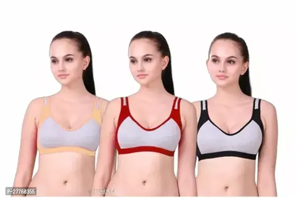 Stylish Cotton Solid Bras For Women- Pack Of 3-thumb0