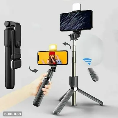 Bluetooth Extendable Selfie Sticks with Wireless Remote and Tripod Stand, 3-in-1 Multifunctional Selfie Stick with Tripod Stand Compatible with iPhone/OnePlus/Samsung/Oppo/Vivo and All Phones-thumb0