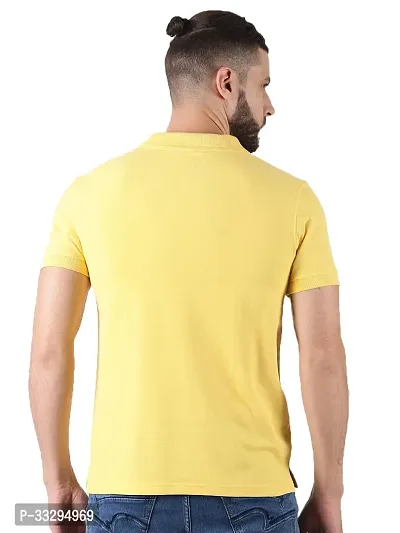 Stylish Yellow Cotton Solid Short Sleeves Polos For Men-thumb2