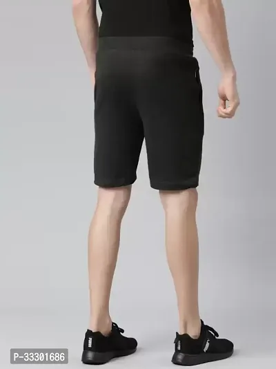 Stylish Cotton Black Regular Fit 3/4th Shorts For Men-thumb2