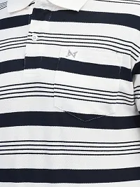 Stylish Multicoloured Cotton Striped Short Sleeves Polos For Men-thumb3