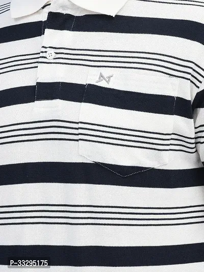 Stylish Multicoloured Cotton Striped Short Sleeves Polos For Men-thumb4