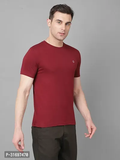 Reliable Red Cotton Blend Solid T-Shirt For Men-thumb3