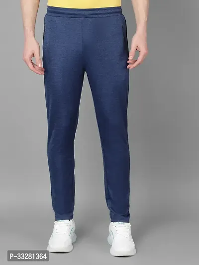 Stylish Blue Polyester Regular Track Pants For Men