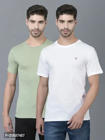 Reliable Multicoloured Cotton Blend Solid T-Shirt For Men Pack Of 2-thumb0