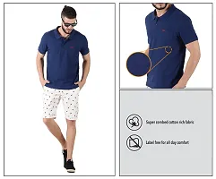 Stylish Blue Cotton Solid Short Sleeves Polos For Men-thumb4