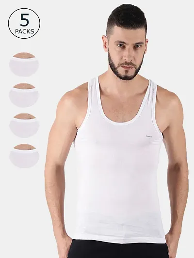 Dollar White Cotton Vests Pack Of 5