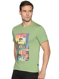 Stunning Green Cotton Blend Printed Round Neck Tees For Men-thumb2